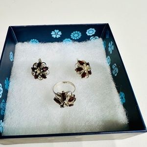 Garnet Silver Jewelry Set